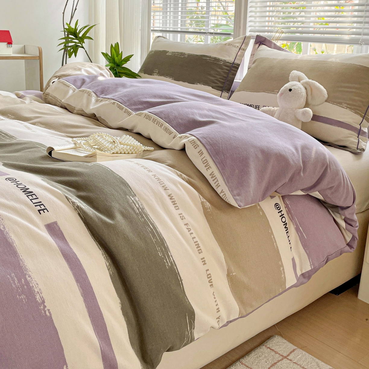 91家纺网 家纺一手货源 找家纺 纽缦家纺 2025新款全棉纯棉磨毛印花单被套 被套单件 畅想灰