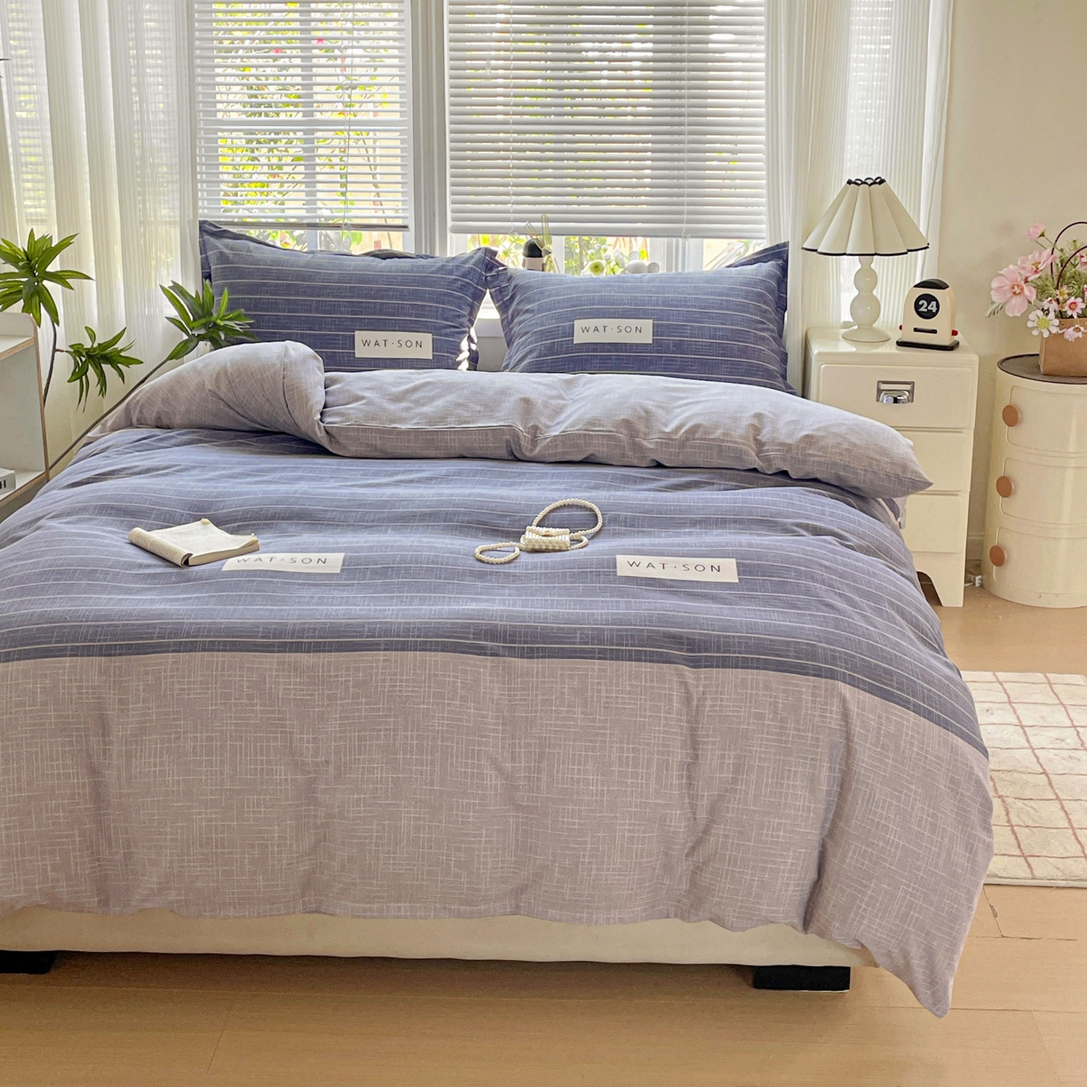 91家纺网 家纺一手货源 找家纺 纽缦家纺 2025新款全棉纯棉磨毛印花单被套 被套单件 初遇简约灰