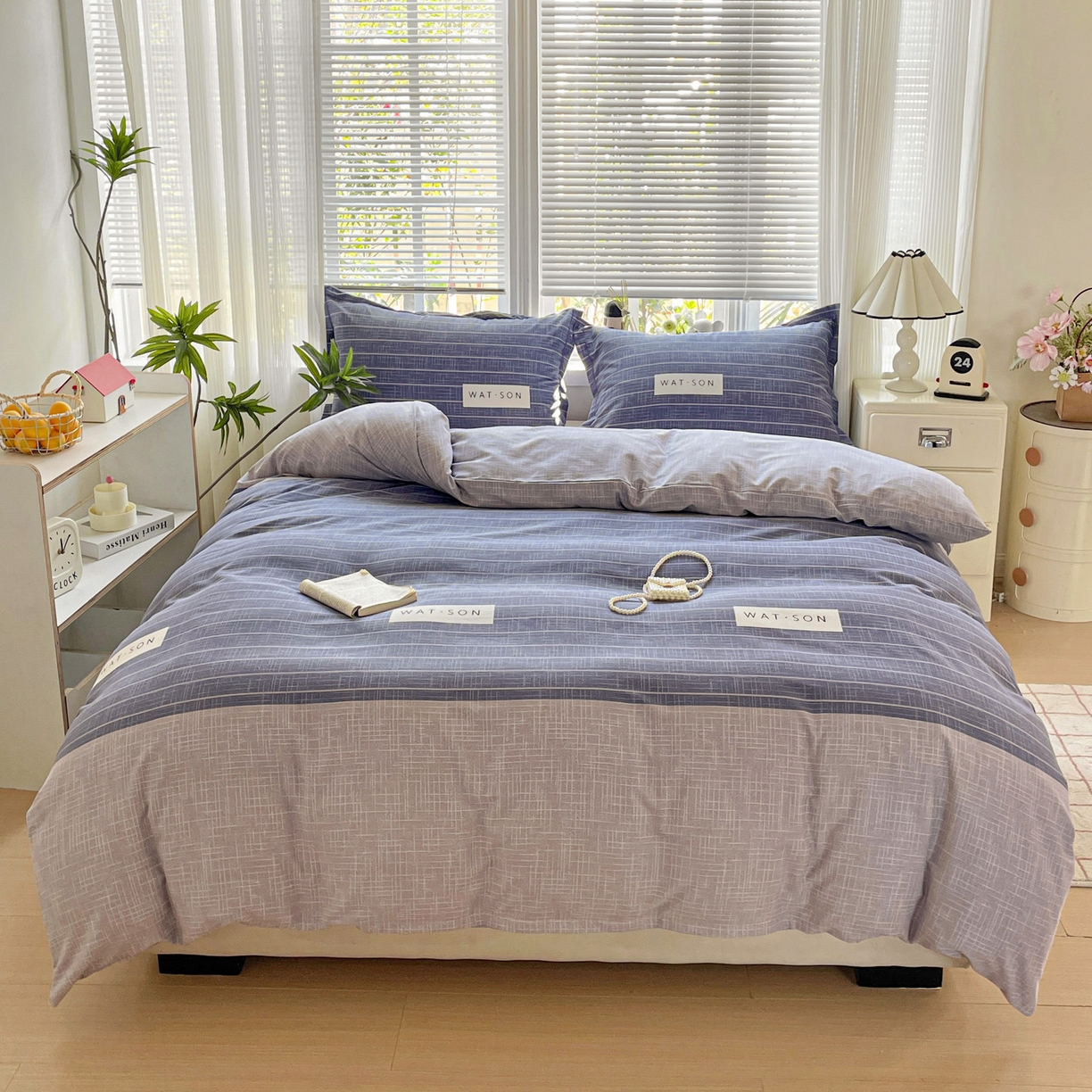 91家纺网 家纺一手货源 找家纺 纽缦家纺 2025新款全棉纯棉磨毛印花单被套 被套单件 初遇简约灰