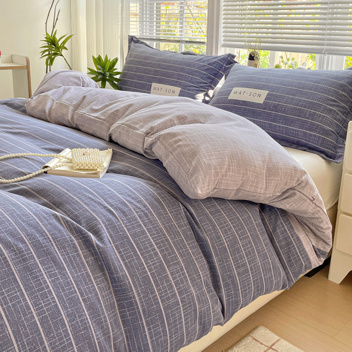 91家纺网 家纺一手货源 找家纺 纽缦家纺 2025新款全棉纯棉磨毛印花单被套 被套单件 初遇简约灰