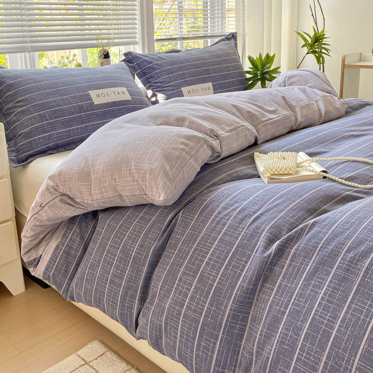 91家纺网 家纺一手货源 找家纺 纽缦家纺 2025新款全棉纯棉磨毛印花单被套 被套单件 初遇简约灰