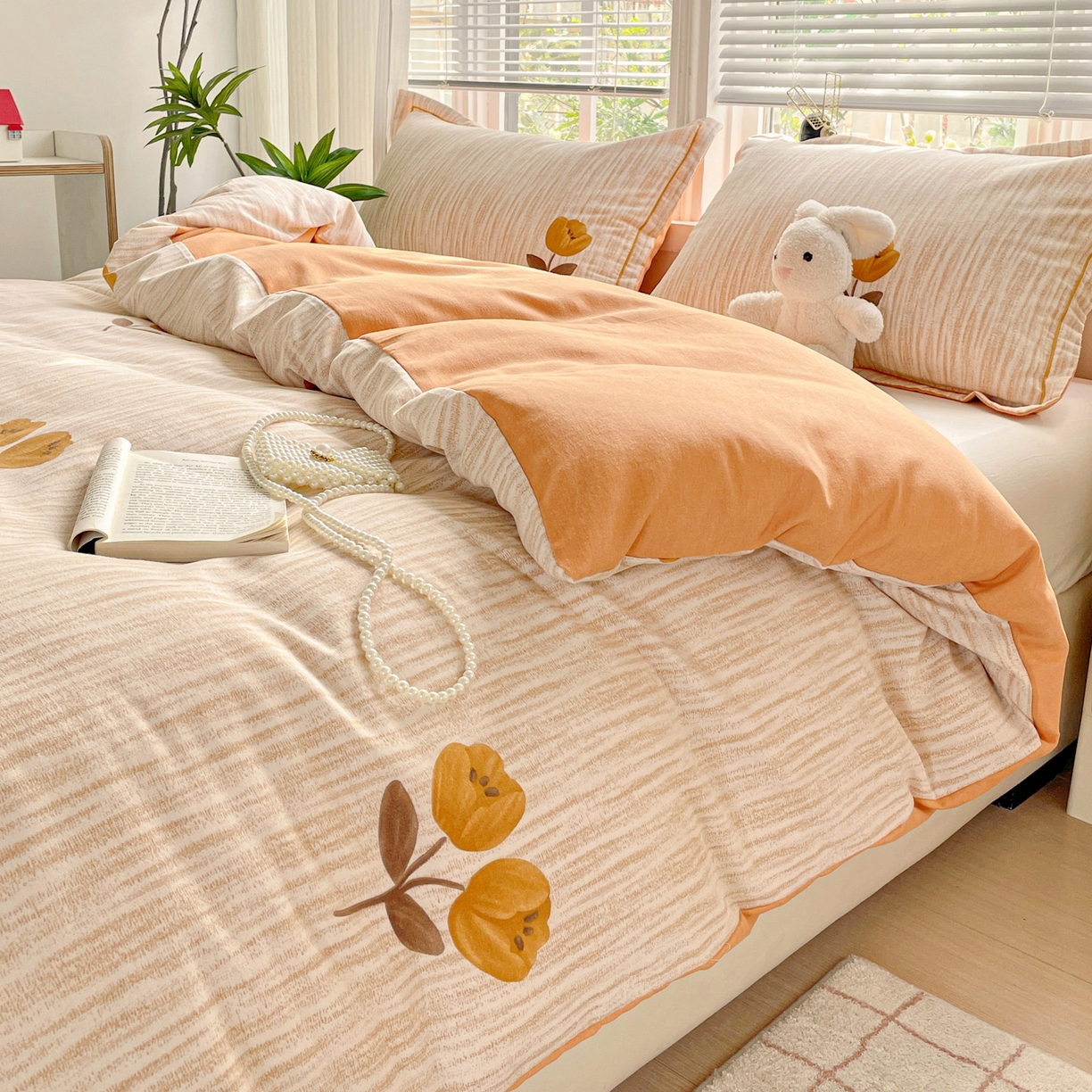 91家纺网 家纺一手货源 找家纺 纽缦家纺 2025新款全棉纯棉磨毛印花单被套 被套单件 多洛塔咖