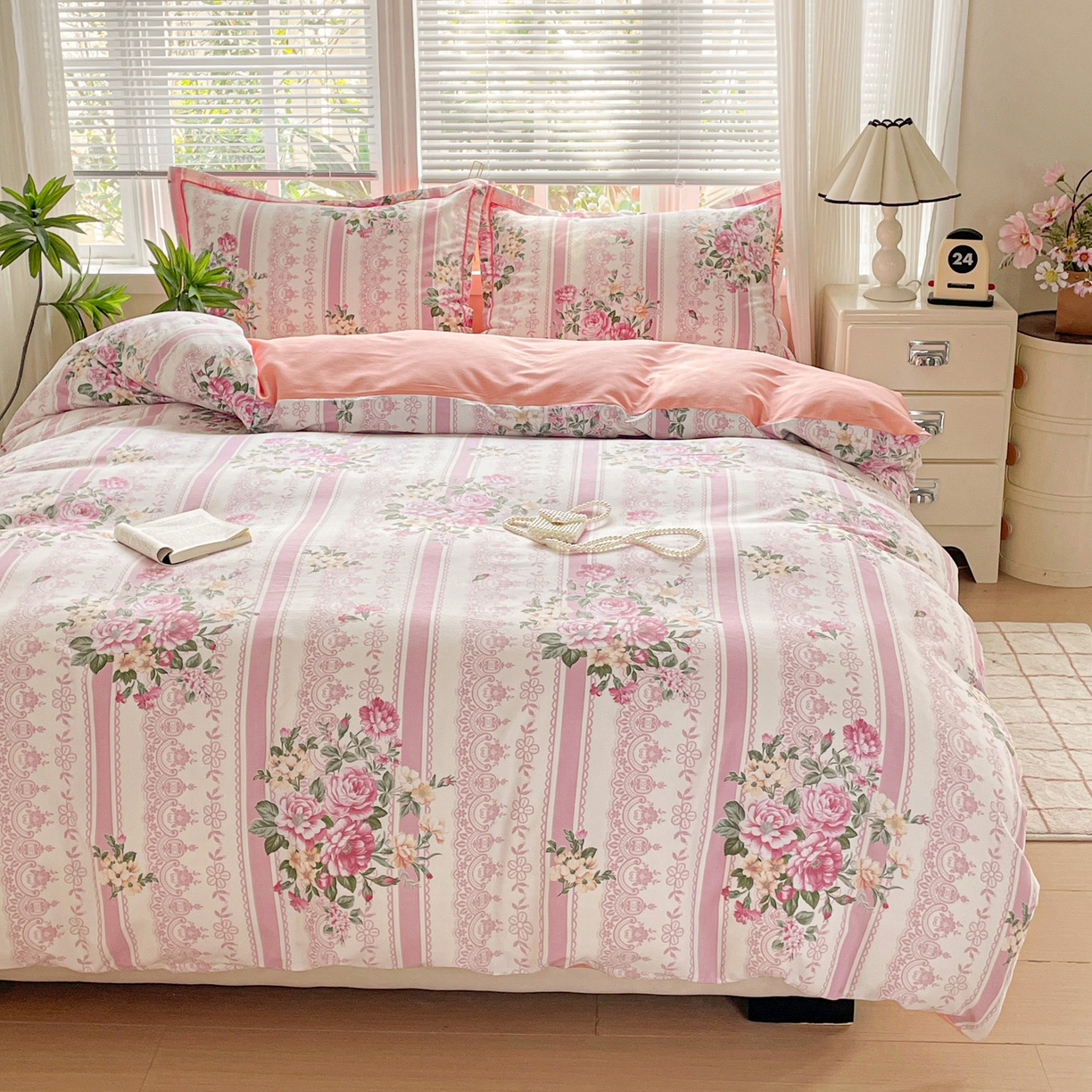 91家纺网 家纺一手货源 找家纺 纽缦家纺 2025新款全棉纯棉磨毛印花单被套 被套单件 法芙娜粉