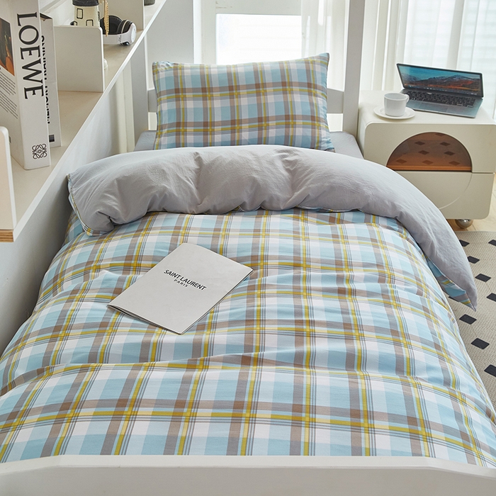 91家纺网 家纺一手货源 找家纺 恒科家纺 2025新款亲肤舒适小清新水洗棉四件套学生三件套-学生款宿舍三件套 莫妮兰