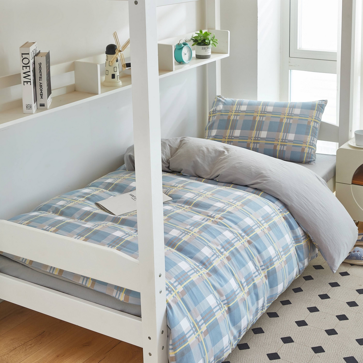 91家纺网 家纺一手货源 找家纺 恒科家纺 2025新款亲肤舒适小清新水洗棉四件套学生三件套-学生款宿舍三件套 品格