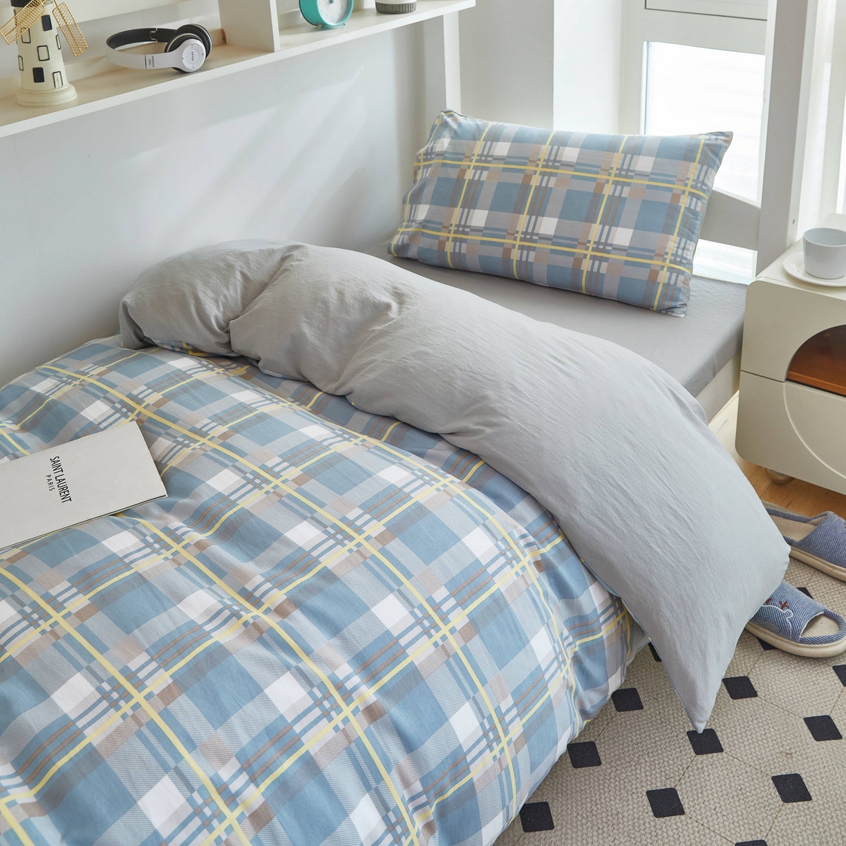 91家纺网 家纺一手货源 找家纺 恒科家纺 2025新款亲肤舒适小清新水洗棉四件套学生三件套-学生款宿舍三件套 品格