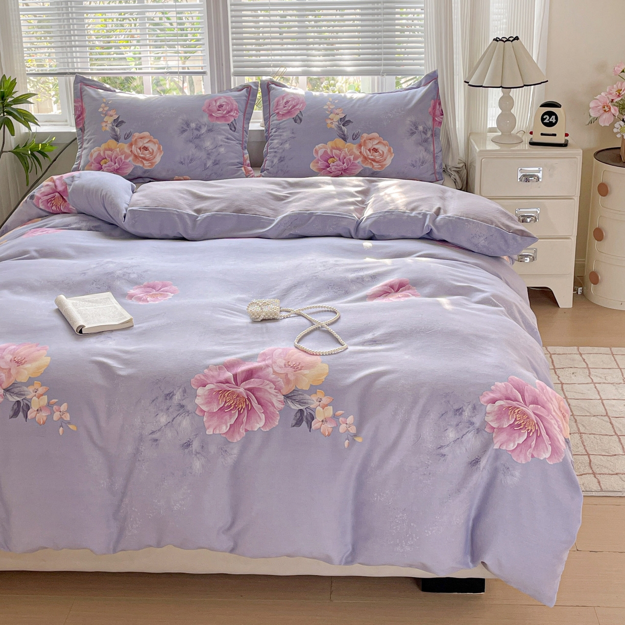 91家纺网 家纺一手货源 找家纺 纽缦家纺 2025新款全棉纯棉磨毛印花单被套 被套单件 吉娜风情蓝