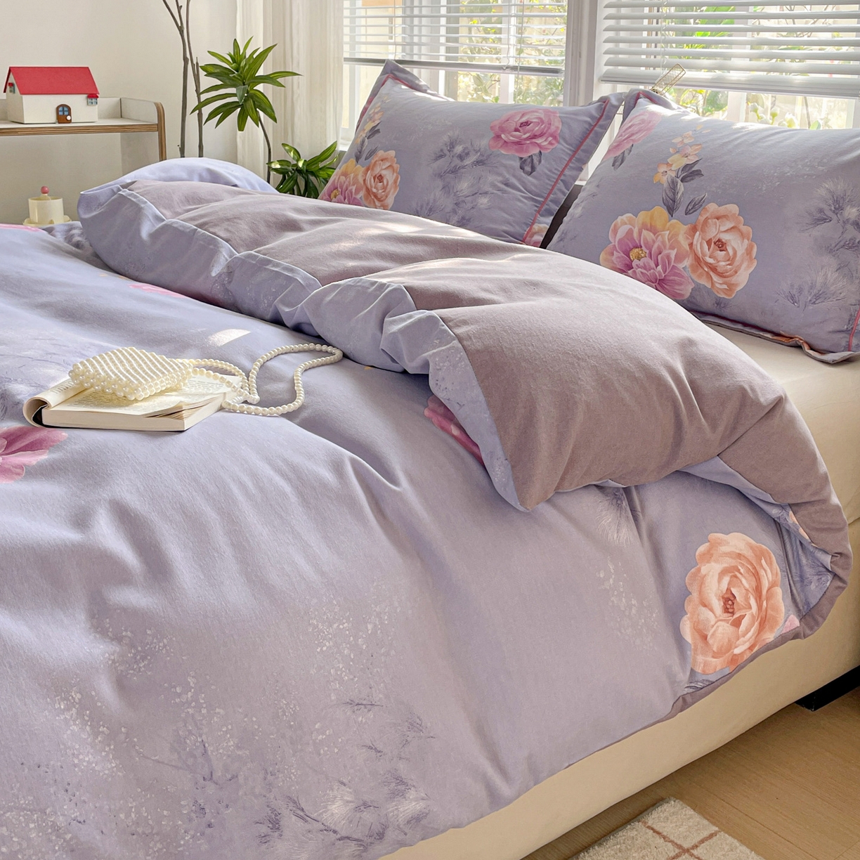 91家纺网 家纺一手货源 找家纺 纽缦家纺 2025新款全棉纯棉磨毛印花单被套 被套单件 吉娜风情蓝