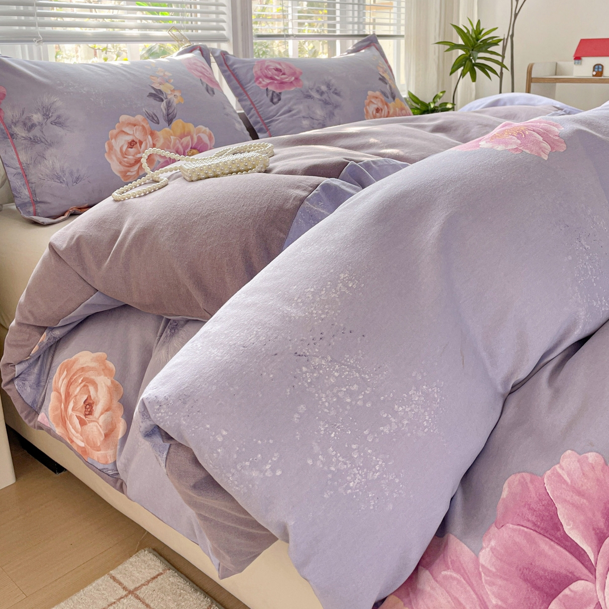 91家纺网 家纺一手货源 找家纺 纽缦家纺 2025新款全棉纯棉磨毛印花单被套 被套单件 吉娜风情蓝