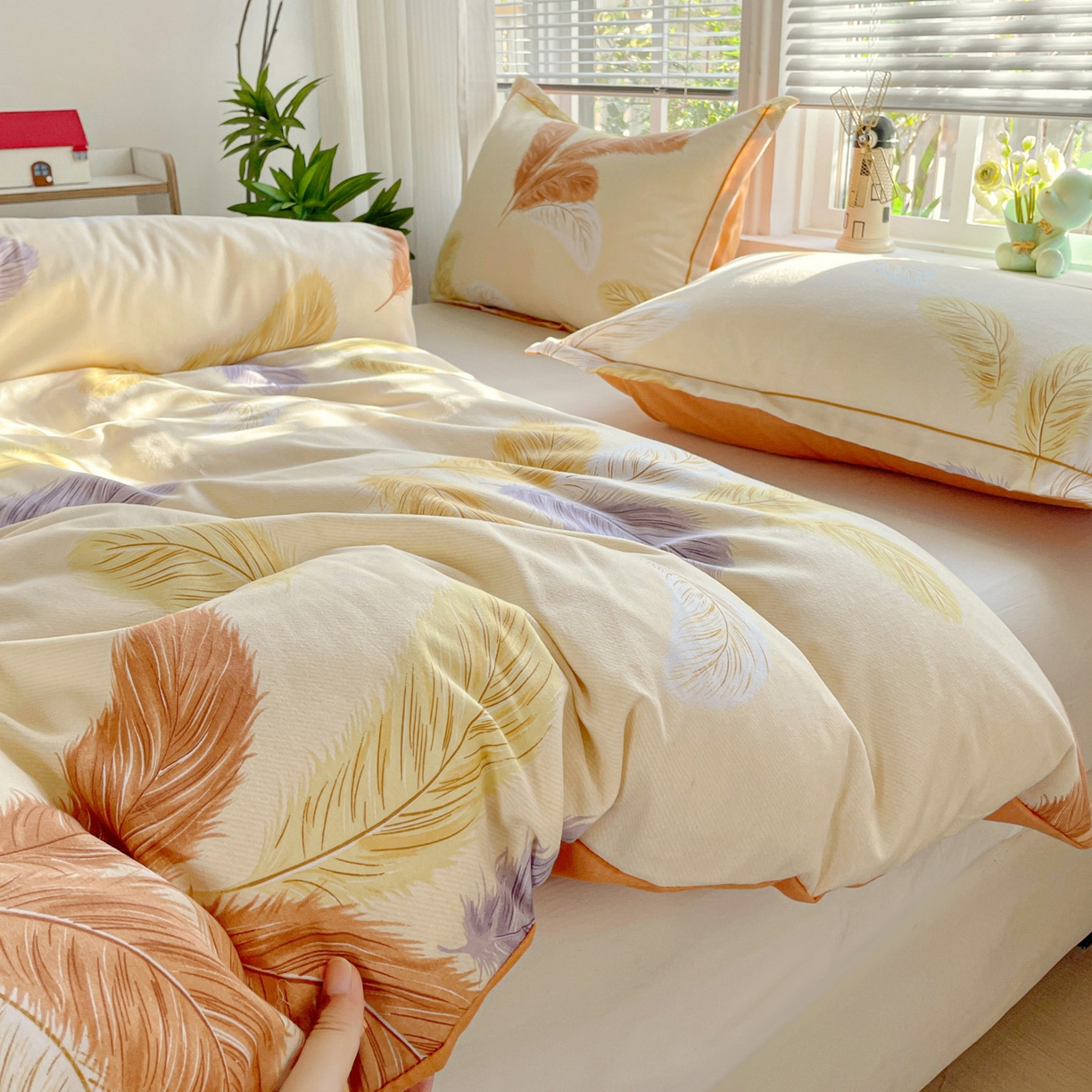 91家纺网 家纺一手货源 找家纺 纽缦家纺 2025新款全棉纯棉磨毛印花单被套 被套单件 加州阳光米