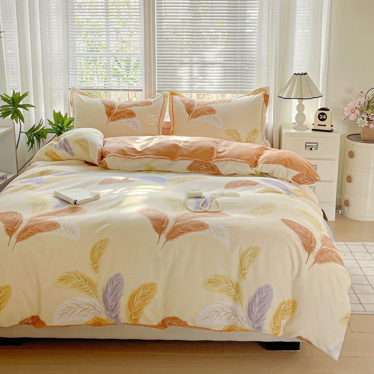 91家纺网 家纺一手货源 找家纺 纽缦家纺 2025新款全棉纯棉磨毛印花单被套 被套单件 加州阳光米