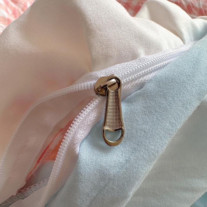 91家纺网 家纺一手货源 找家纺 冕悠家纺 2025新款少女心加厚超柔皱皱小花边水洗棉四件套（加微信提供买家秀 ） 公主-粉格