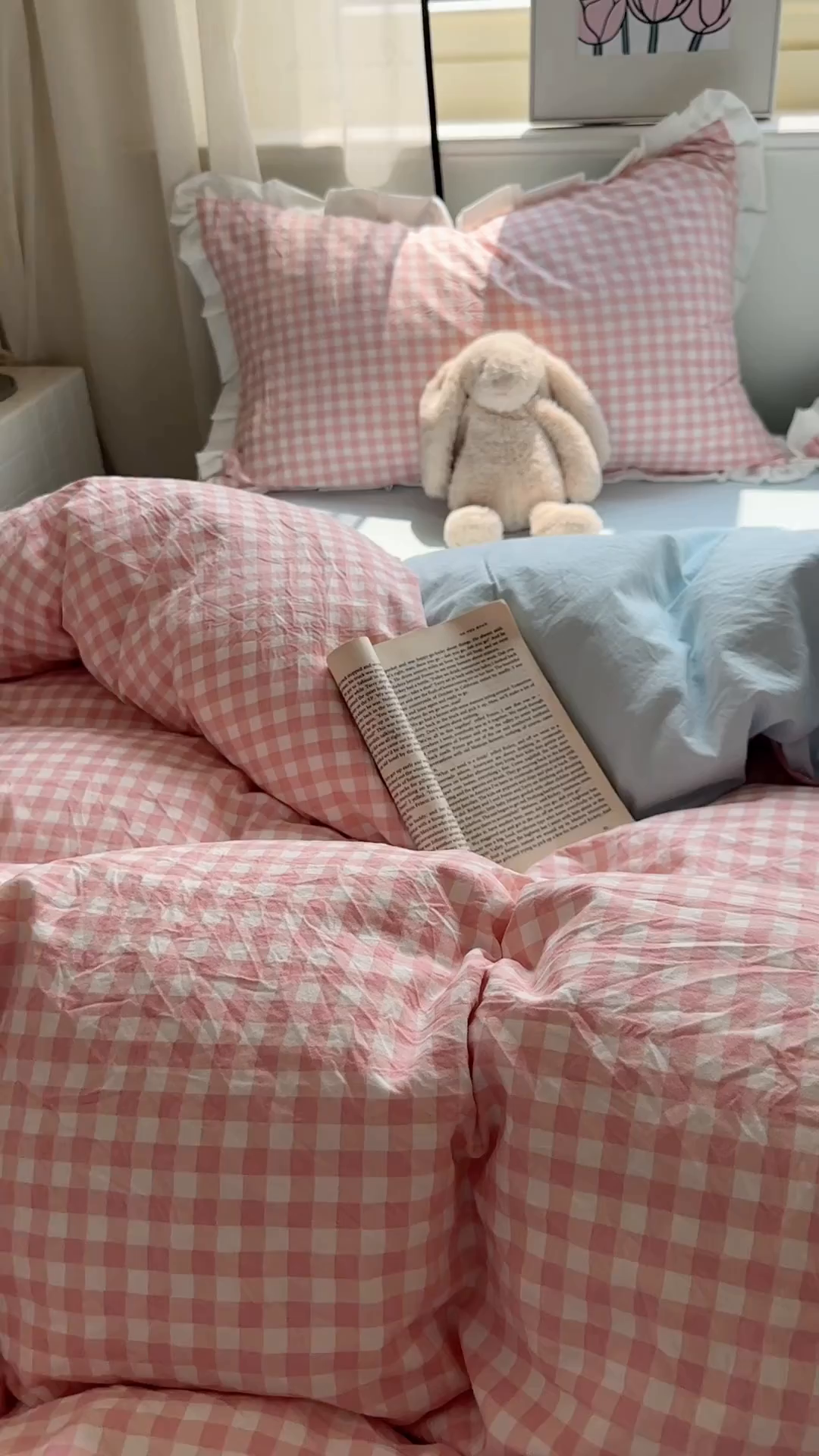 91家纺网 家纺一手货源 找家纺 冕悠家纺 2025新款少女心加厚超柔皱皱小花边水洗棉四件套（加微信提供买家秀 ） 公主-粉格