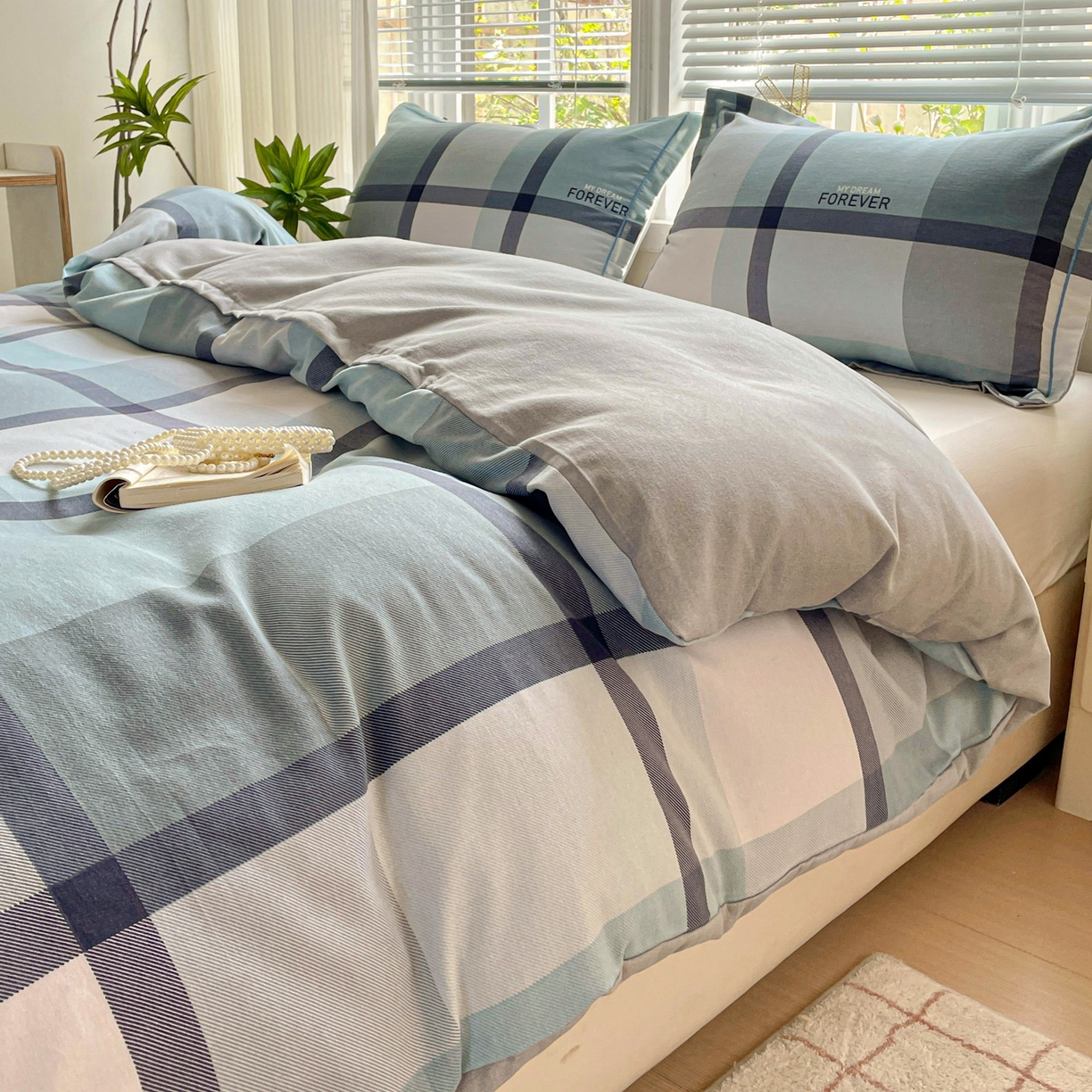 91家纺网 家纺一手货源 找家纺 纽缦家纺 2025新款全棉纯棉磨毛印花单被套 被套单件 曼迪蓝