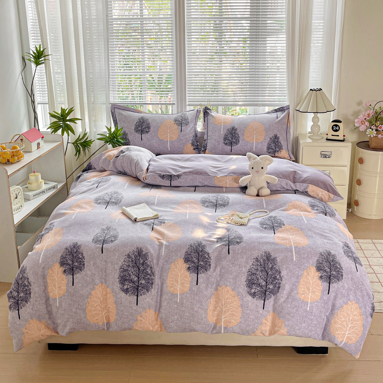 91家纺网 家纺一手货源 找家纺 纽缦家纺 2025新款全棉纯棉磨毛印花单被套 被套单件 秘境森林蓝