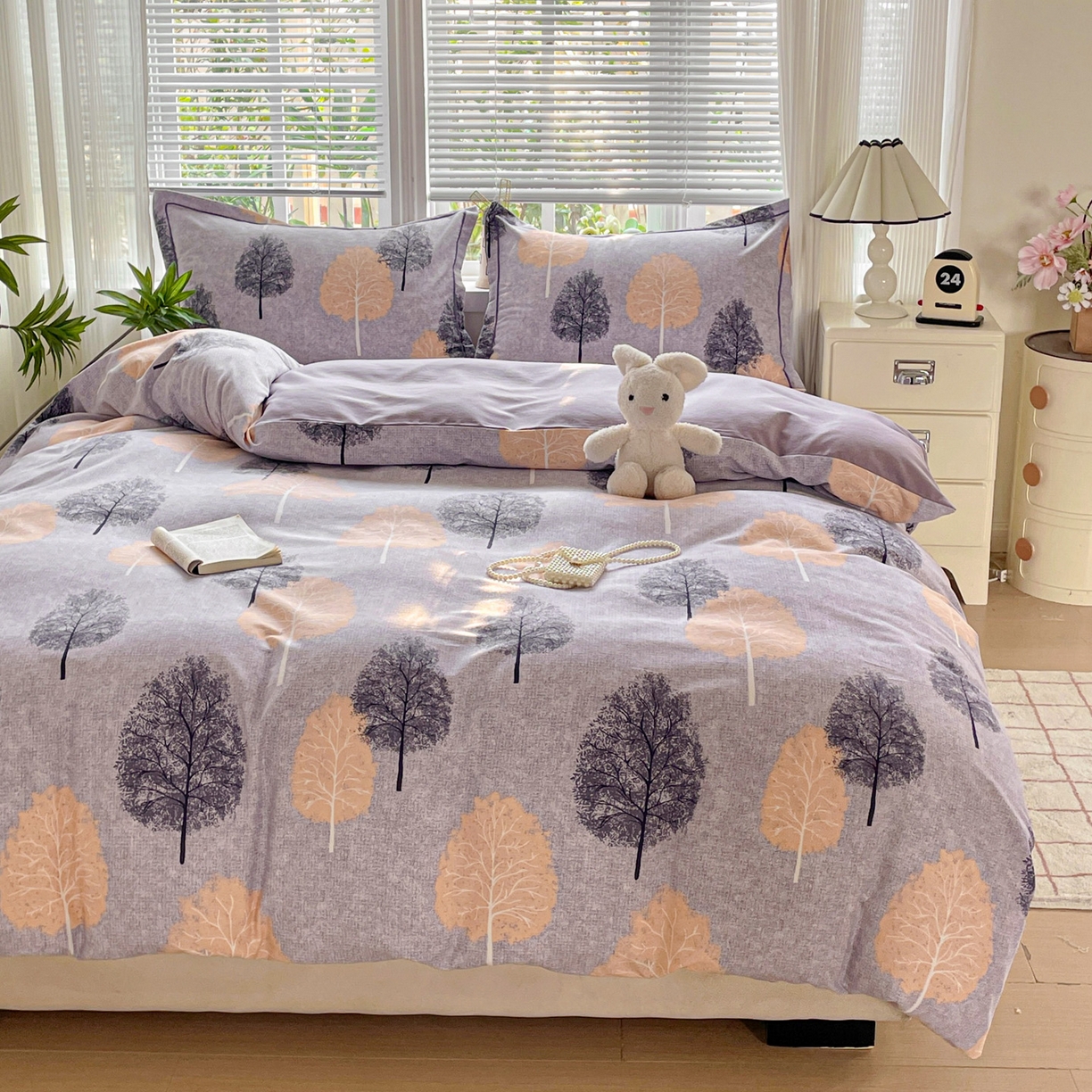 91家纺网 家纺一手货源 找家纺 纽缦家纺 2025新款全棉纯棉磨毛印花单被套 被套单件 秘境森林蓝