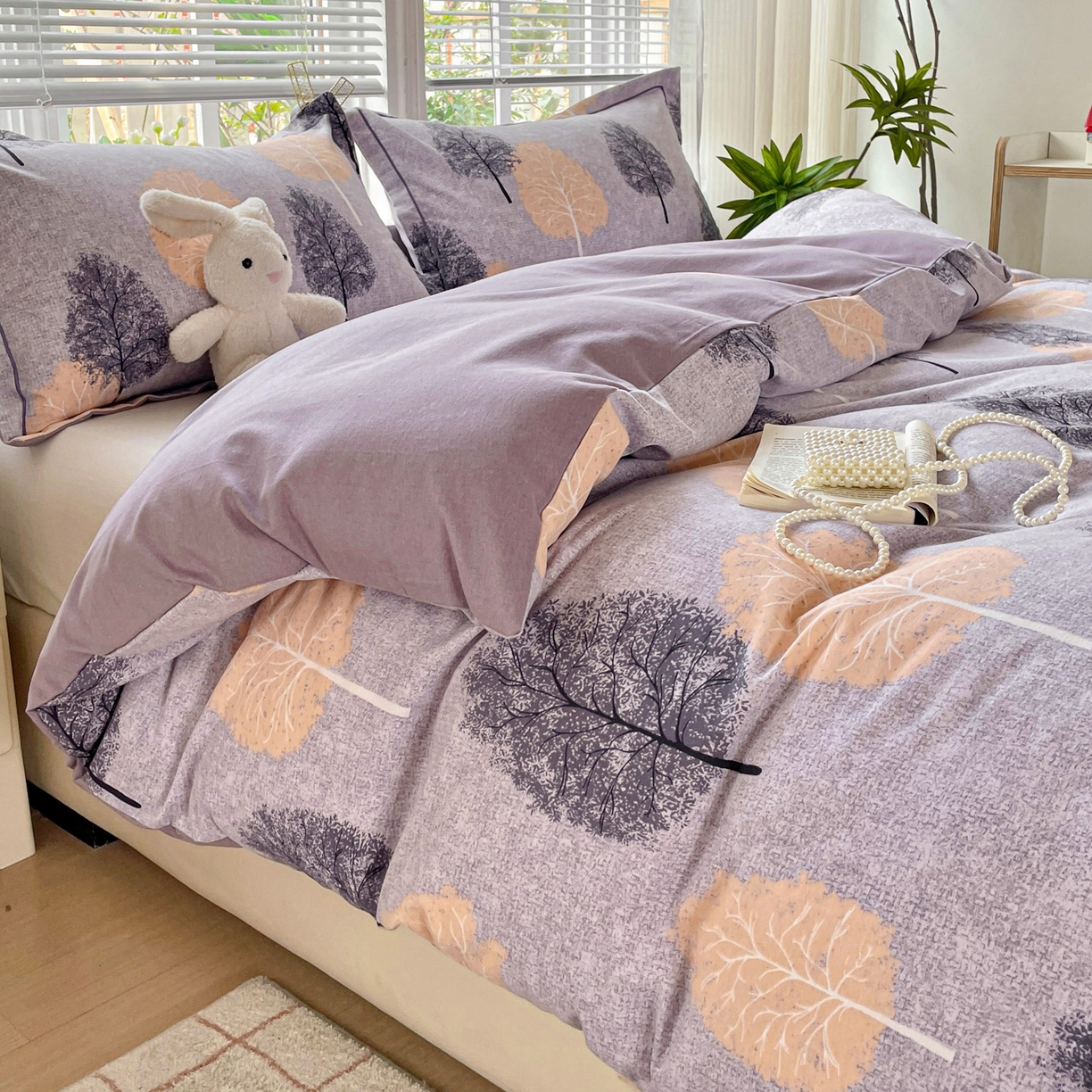 91家纺网 家纺一手货源 找家纺 纽缦家纺 2025新款全棉纯棉磨毛印花单被套 被套单件 秘境森林蓝