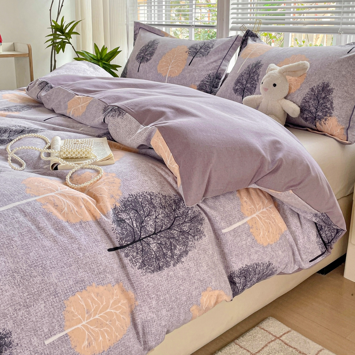 91家纺网 家纺一手货源 找家纺 纽缦家纺 2025新款全棉纯棉磨毛印花单被套 被套单件 秘境森林蓝