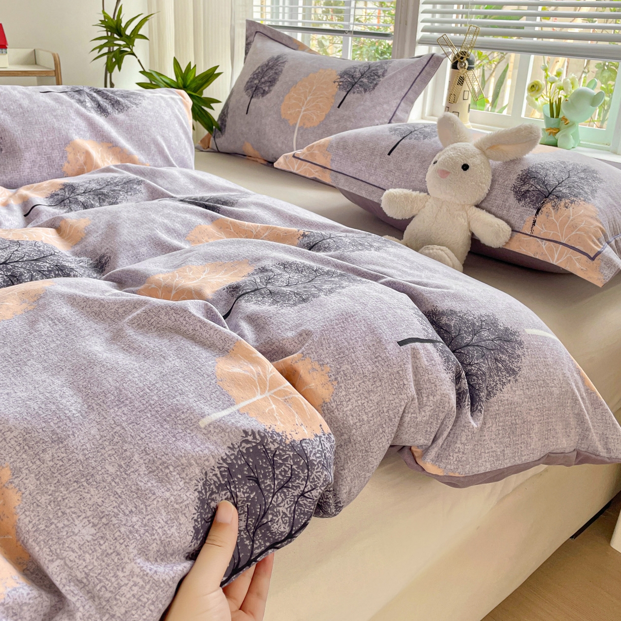 91家纺网 家纺一手货源 找家纺 纽缦家纺 2025新款全棉纯棉磨毛印花单被套 被套单件 秘境森林蓝