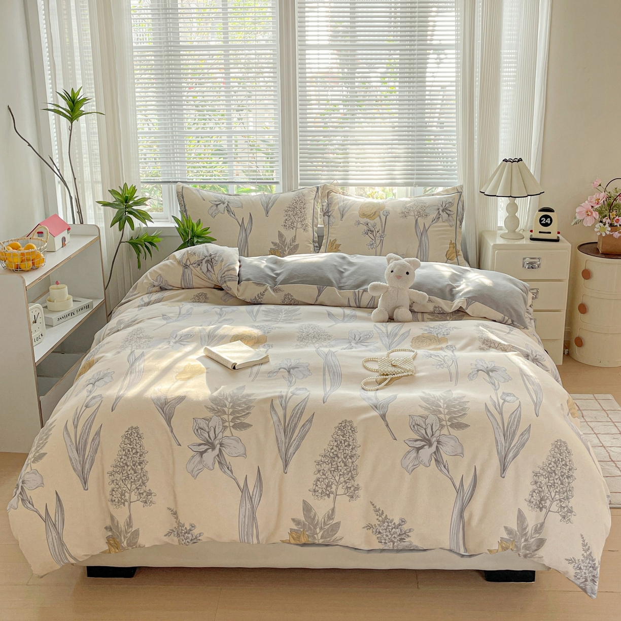 91家纺网 家纺一手货源 找家纺 纽缦家纺 2025新款全棉纯棉磨毛印花单被套 被套单件 且听风铃灰