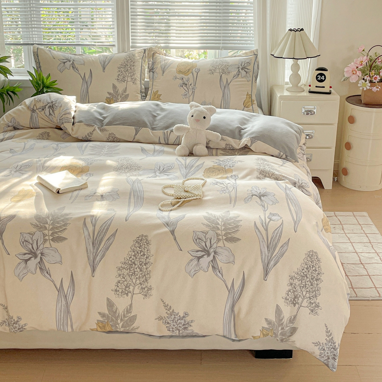 91家纺网 家纺一手货源 找家纺 纽缦家纺 2025新款全棉纯棉磨毛印花单被套 被套单件 且听风铃灰