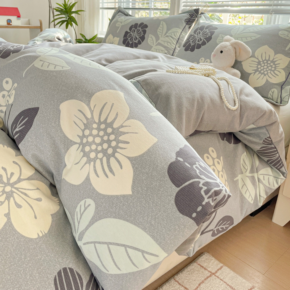 纽缦家纺 2025新款全棉纯棉磨毛印花单被套 被套单件 清风微甜蓝