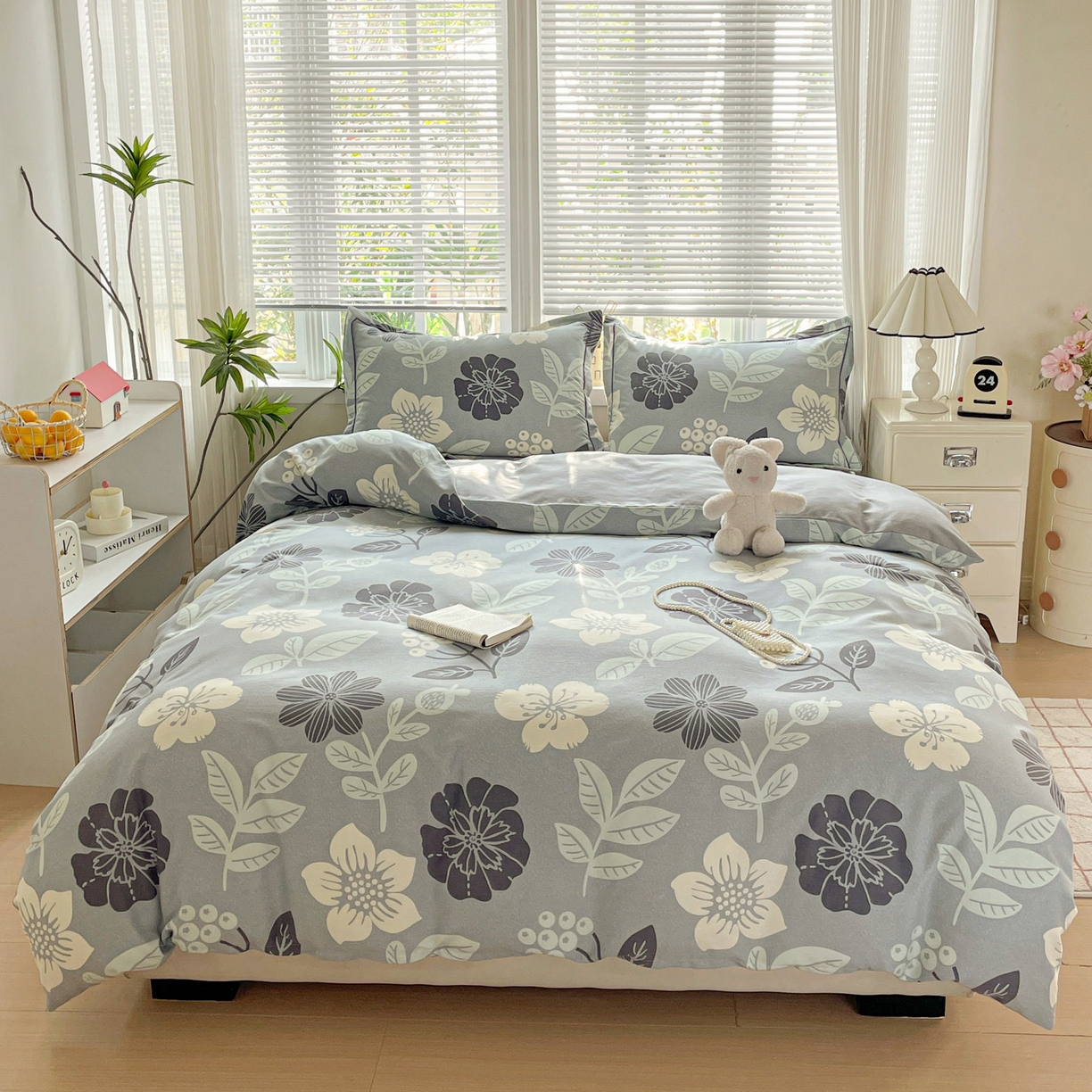 91家纺网 家纺一手货源 找家纺 纽缦家纺 2025新款全棉纯棉磨毛印花单被套 被套单件 清风微甜蓝