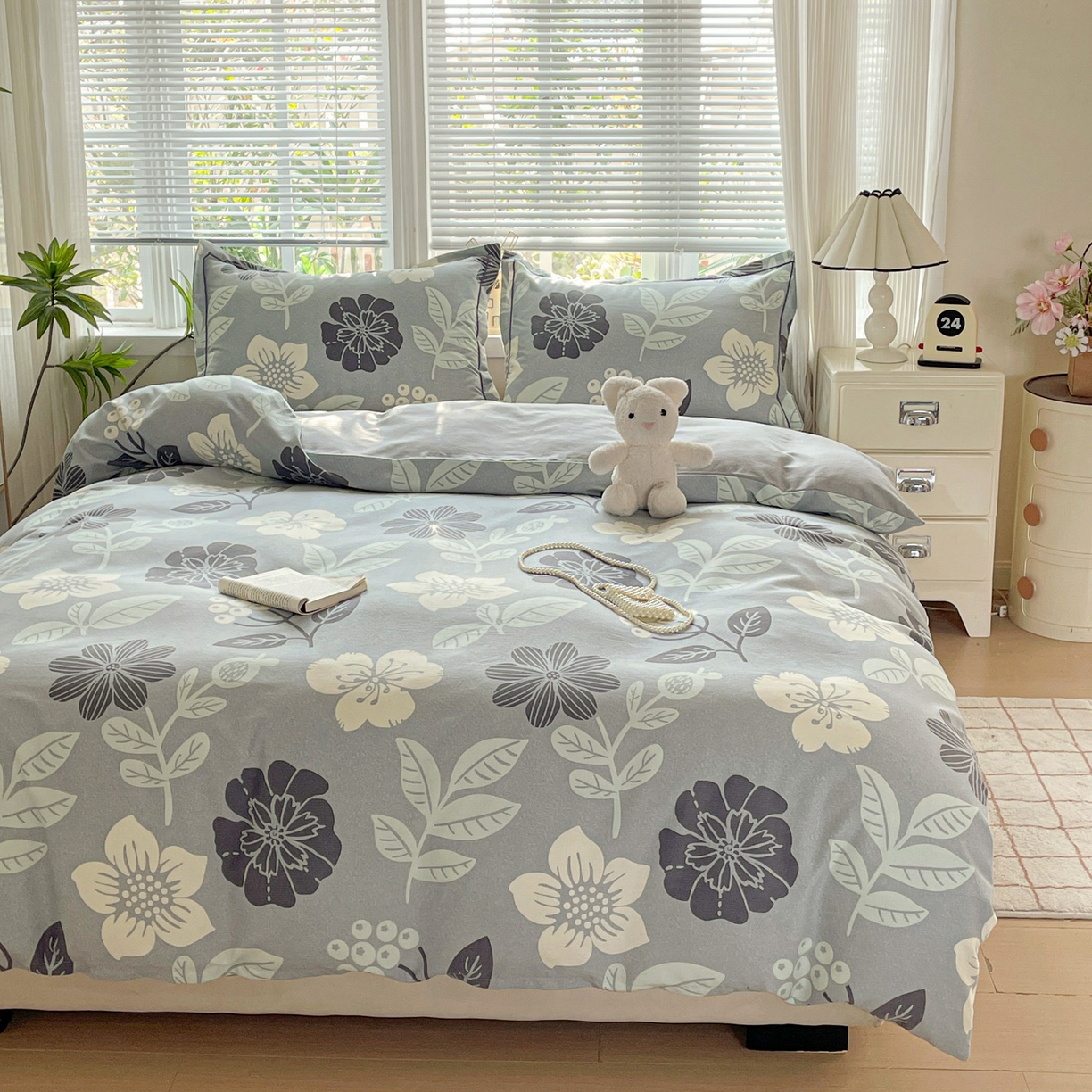 91家纺网 家纺一手货源 找家纺 纽缦家纺 2025新款全棉纯棉磨毛印花单被套 被套单件 清风微甜蓝