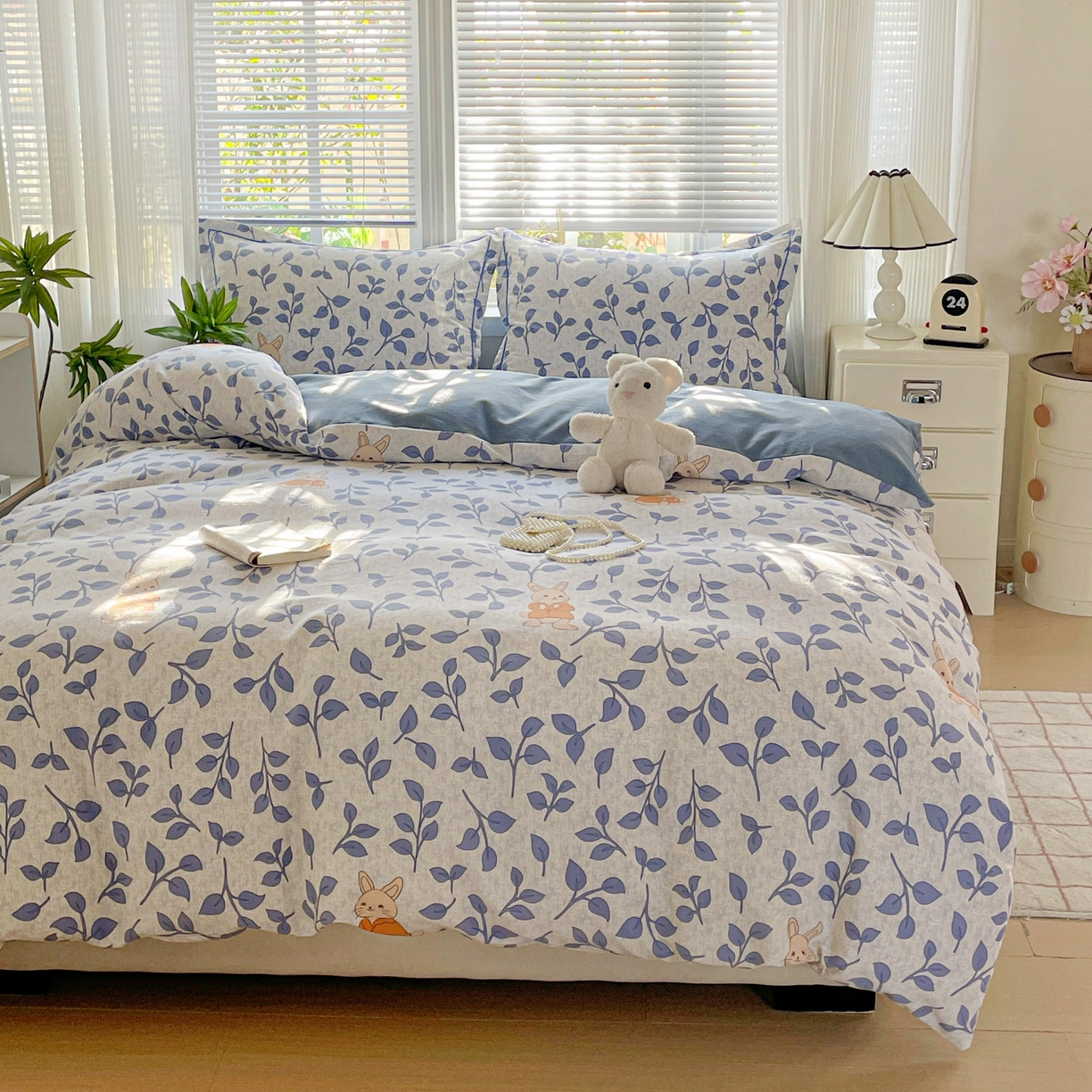 91家纺网 家纺一手货源 找家纺 纽缦家纺 2025新款全棉纯棉磨毛印花单被套 被套单件 童画小兔