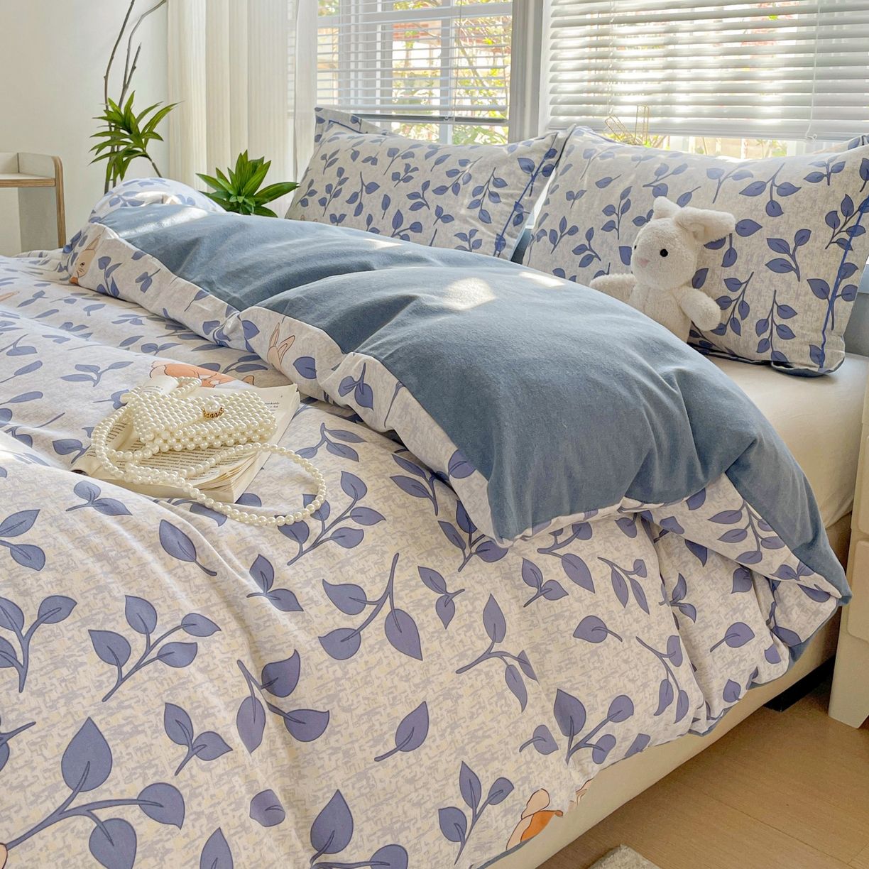 91家纺网 家纺一手货源 找家纺 纽缦家纺 2025新款全棉纯棉磨毛印花单被套 被套单件 童画小兔