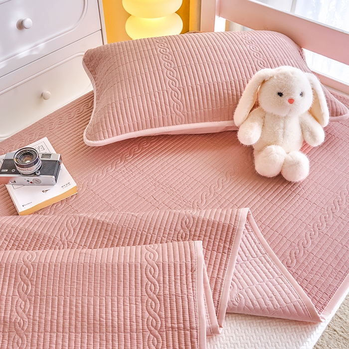 91家纺网 家纺一手货源 找家纺 X猫先生 2025新款全棉学生床盖纯色夹棉床单床护垫少女风撞色-糖果系列 糖果-豆沙粉