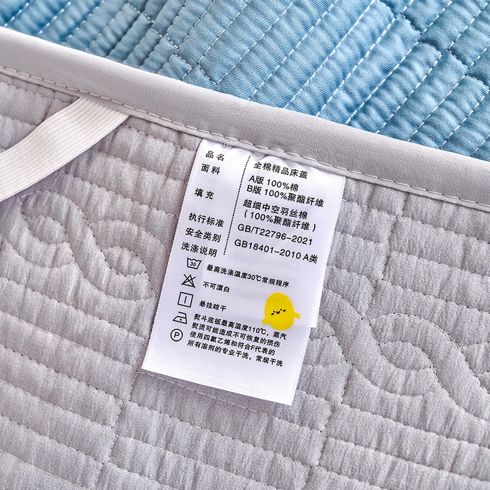 91家纺网 家纺一手货源 找家纺 X猫先生 2025新款全棉学生床盖纯色夹棉床单床护垫少女风撞色-糖果系列 糖果-天青蓝