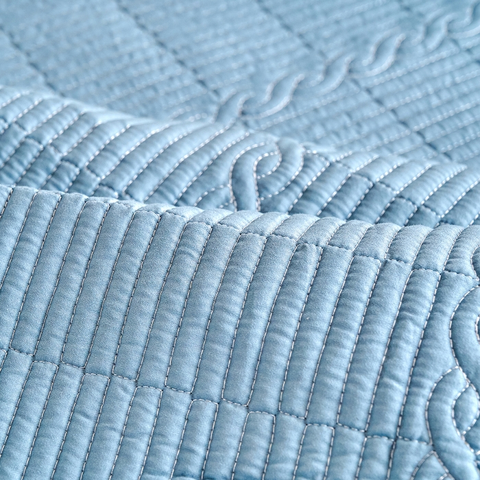 91家纺网 家纺一手货源 找家纺 X猫先生 2025新款全棉学生床盖纯色夹棉床单床护垫少女风撞色-糖果系列 糖果-天青蓝