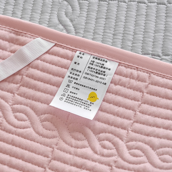 91家纺网 家纺一手货源 找家纺 X猫先生 2025新款全棉学生床盖纯色夹棉床单床护垫少女风撞色-糖果系列 糖果-梧桐灰