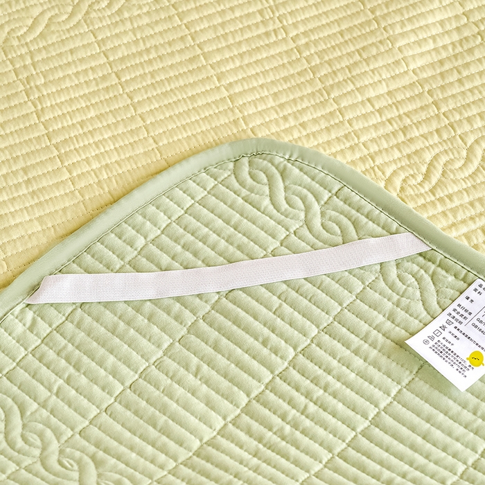 91家纺网 家纺一手货源 找家纺 X猫先生 2025新款全棉学生床盖纯色夹棉床单床护垫少女风撞色-糖果系列 糖果-月光黄