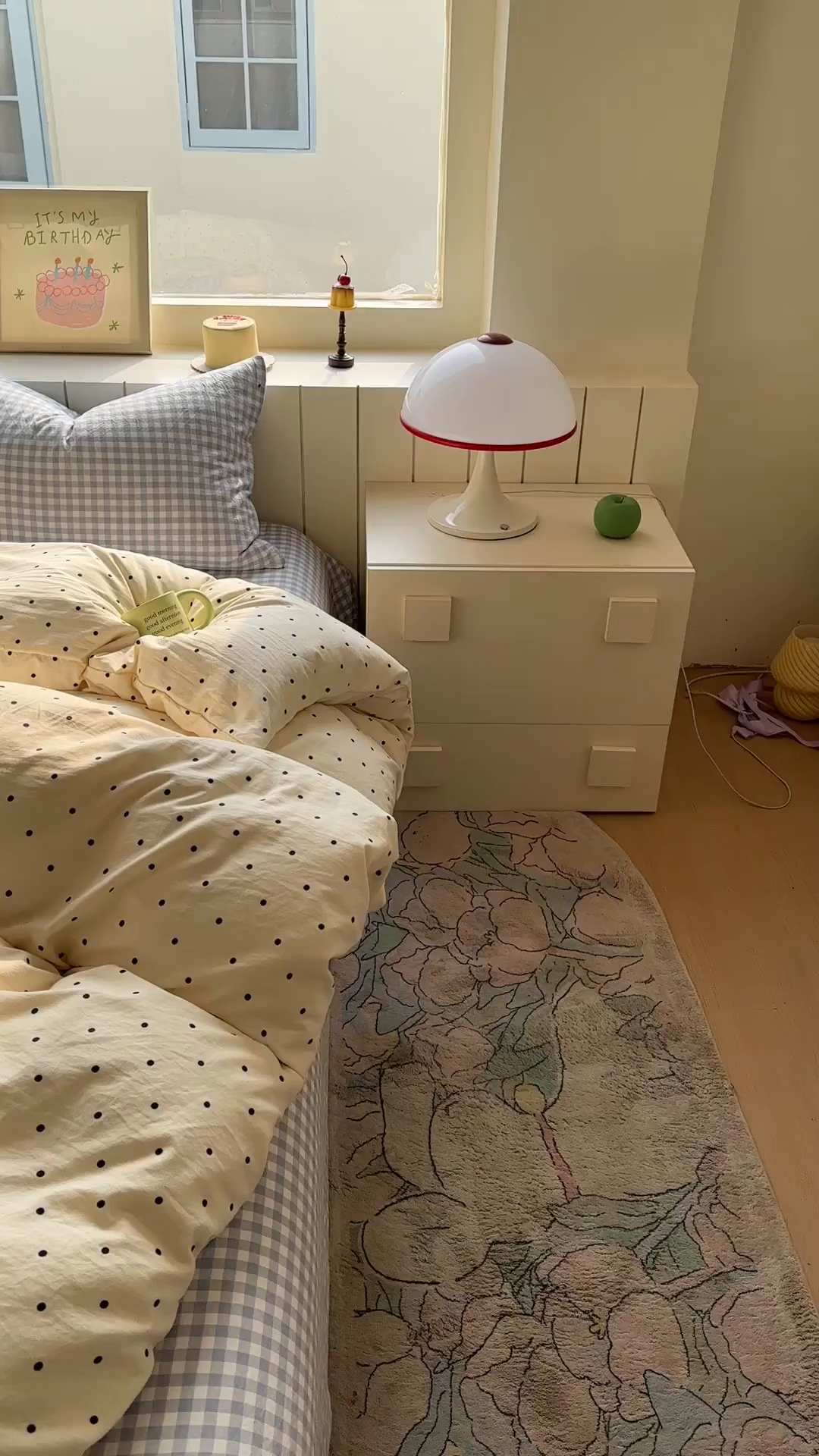 91家纺网 家纺一手货源 找家纺 冕悠家纺 2025新款少女心超柔加厚混搭格子水洗棉四件套（加微信提供买家秀 ） 米点+蓝格