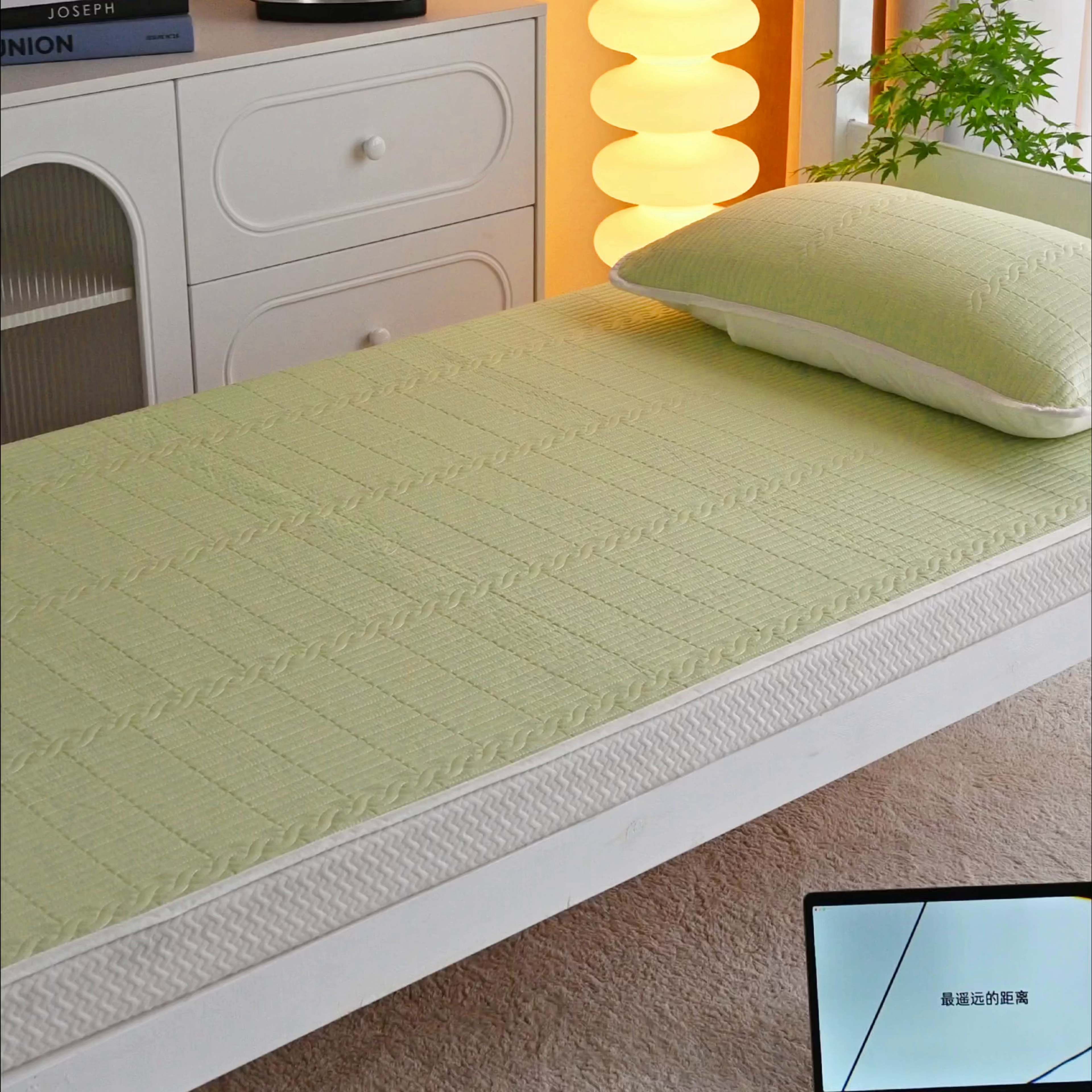 91家纺网 家纺一手货源 找家纺 X猫先生 2025新款全棉学生床盖纯色夹棉床单床护垫少女风撞色-糖果系列 糖果-嫩绿