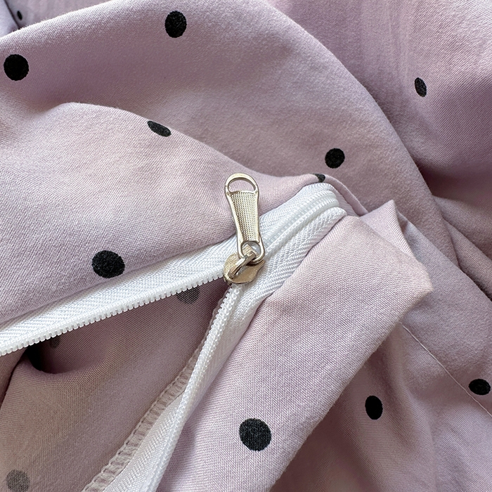 91家纺网 家纺一手货源 找家纺 冕悠家纺 2025新款少女心超柔加厚混搭格子水洗棉单品被套 紫点+粉格