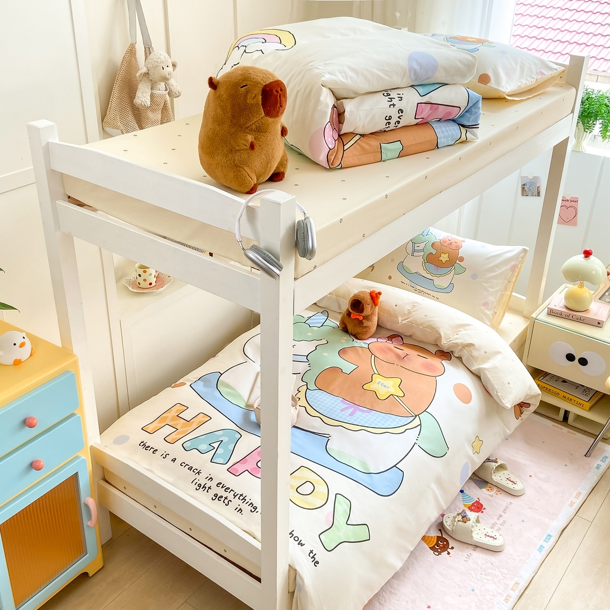 91家纺网 家纺一手货源 找家纺 博雅2025新款卡皮巴拉全棉学生宿舍套件三件套多件套 木马卡皮巴拉