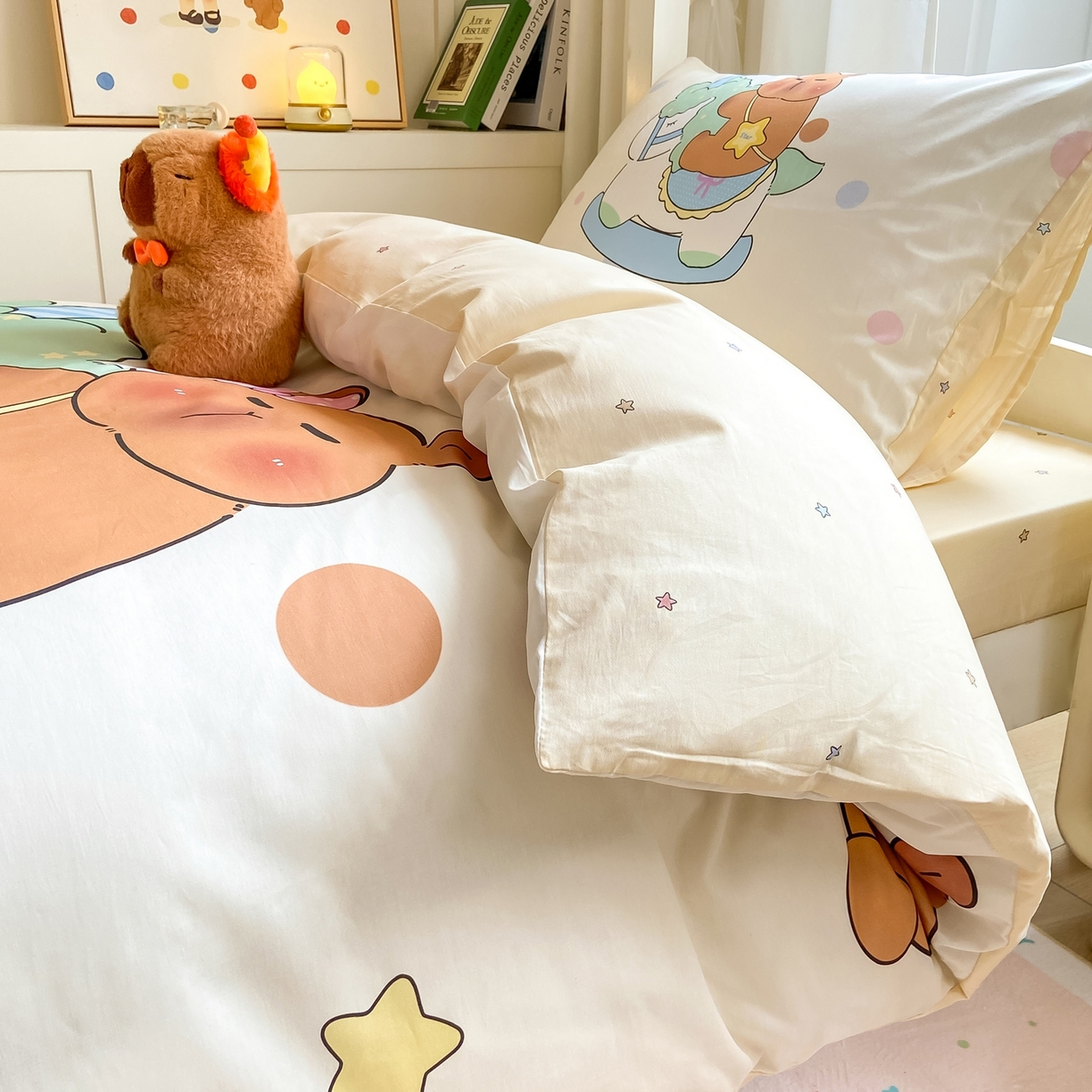 91家纺网 家纺一手货源 找家纺 博雅2025新款卡皮巴拉全棉学生宿舍套件三件套多件套 木马卡皮巴拉