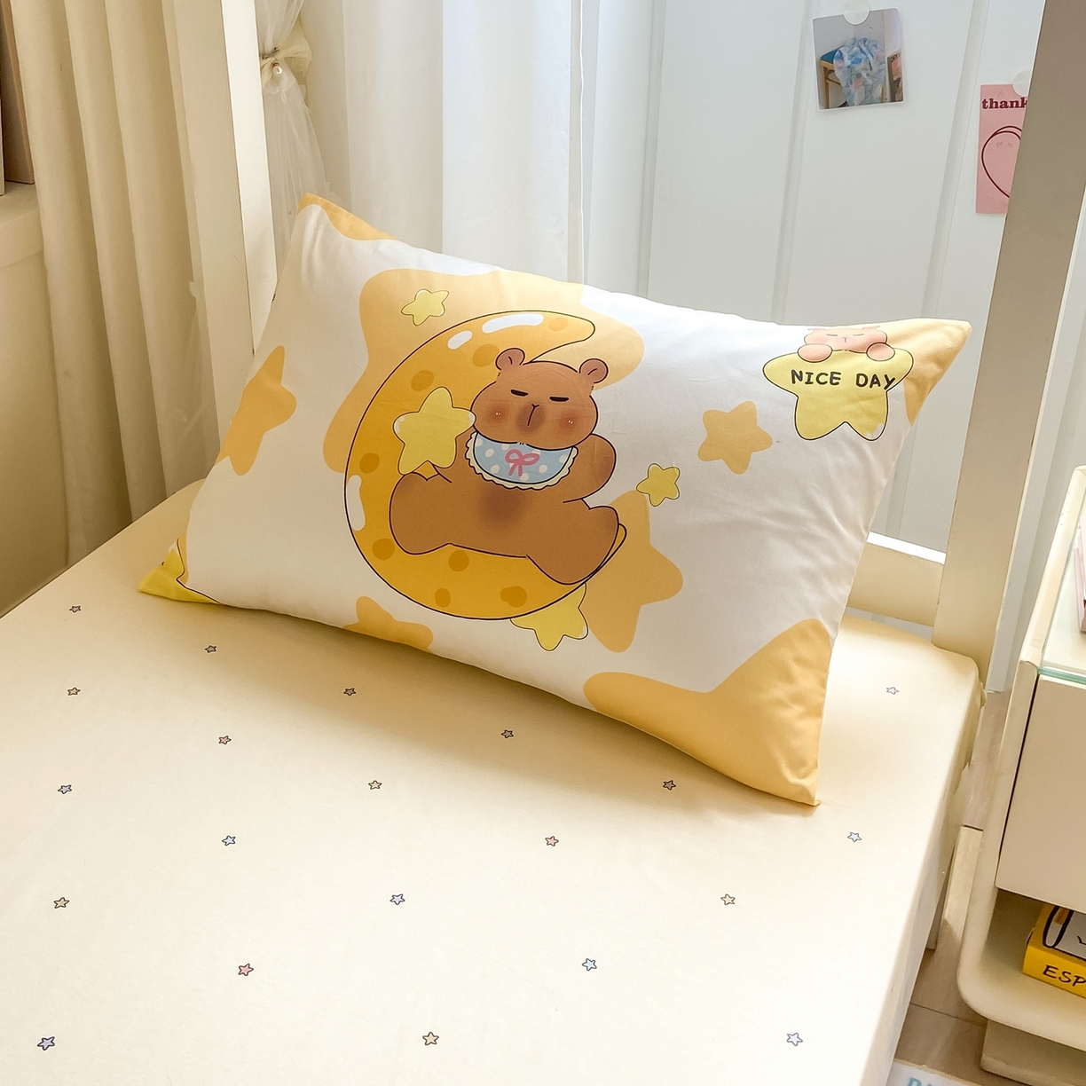 91家纺网 家纺一手货源 找家纺 博雅2025新款卡皮巴拉全棉学生宿舍套件三件套多件套 晚安卡皮巴拉