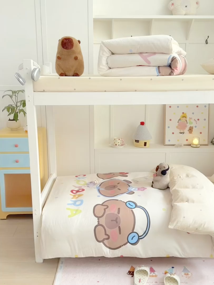 91家纺网 家纺一手货源 找家纺 博雅2025新款卡皮巴拉全棉学生宿舍套件三件套多件套 音乐卡皮巴拉