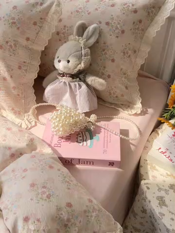 91家纺网 家纺一手货源 找家纺 韩巢家纺 2025新款蝴蝶花边直播热销款四件套开学季韩系学生宿舍床上三件套-（提供卖家秀） 序曲-粉【蝴蝶花边款】