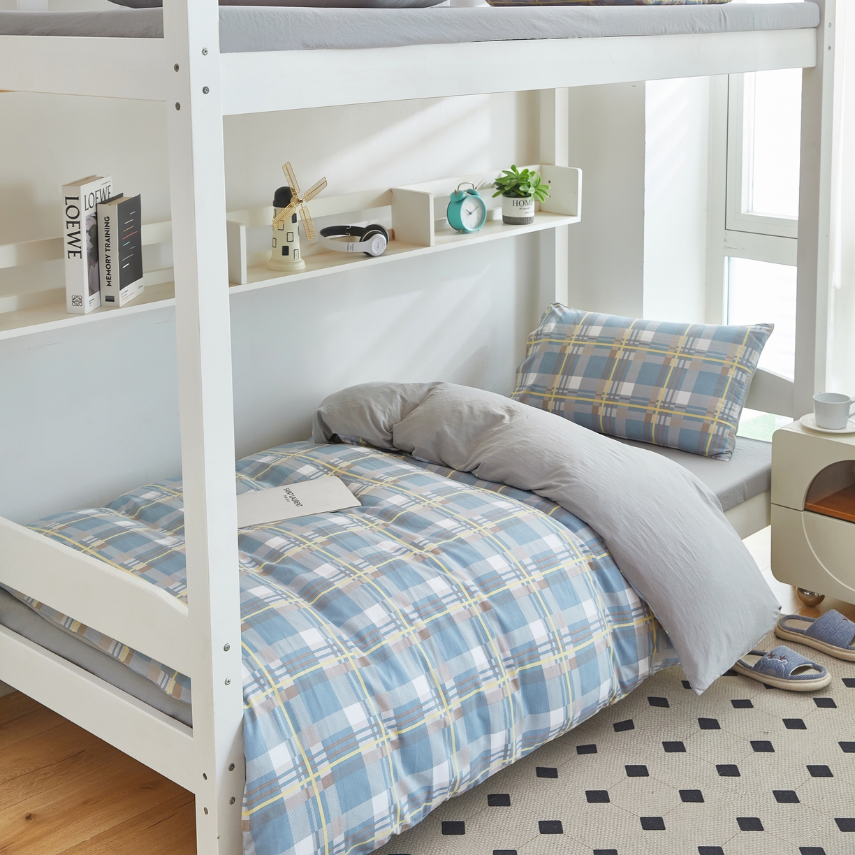 91家纺网 家纺一手货源 找家纺 （总）恒科家纺 2025新款亲肤舒适小清新水洗棉四件套学生三件套-学生款宿舍三件套