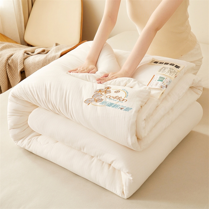 91家纺网 家纺一手货源 找家纺 西域种棉人·千百笠 2025新款新疆棉花洛风提花绣花棉花被冬被被芯春秋被四季 洛风白