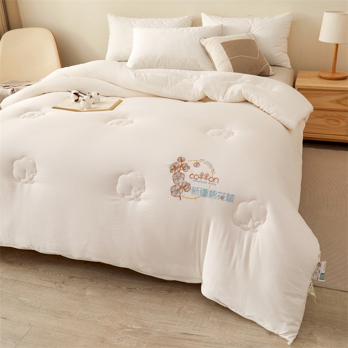 91家纺网 家纺一手货源 找家纺 西域种棉人·千百笠 2025新款新疆棉花洛风提花绣花棉花被冬被被芯春秋被四季 洛风白