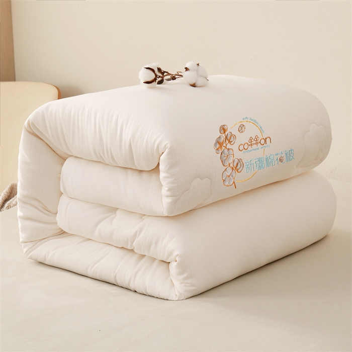 91家纺网 家纺一手货源 找家纺 西域种棉人·千百笠 2025新款新疆棉花洛风提花绣花棉花被冬被被芯春秋被四季 洛风白