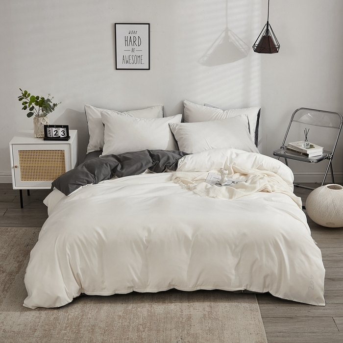 91家纺网 家纺一手货源 找家纺 （总）啊雅家居 2025新款ins简约纯色亲肤磨毛单被套可订制logo-单被套被套单件单品被套