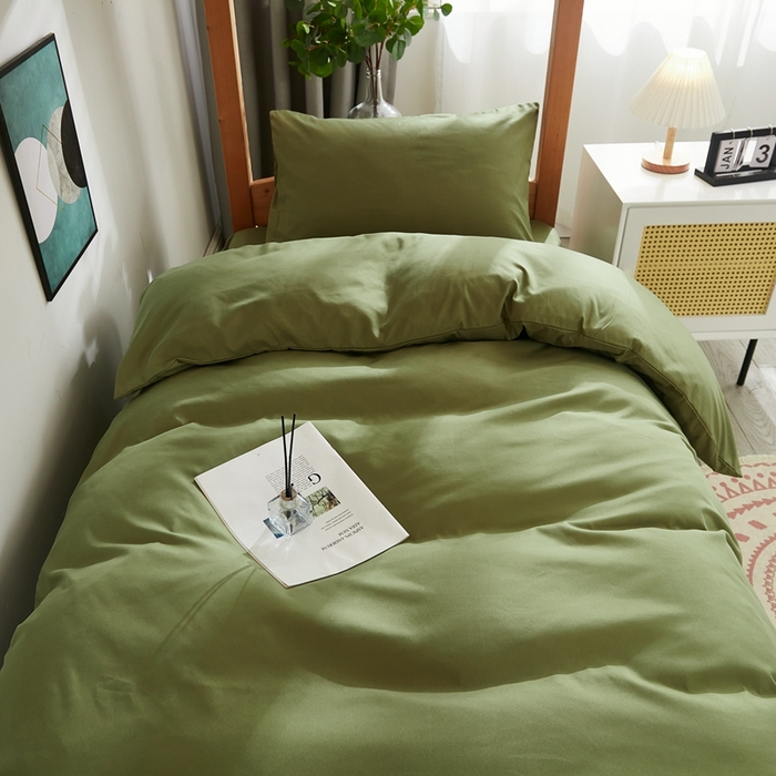 91家纺网 家纺一手货源 找家纺 啊雅家居 2025新款ins简约纯色亲肤磨毛单被套可订制logo-单被套被套单件单品被套 军绿