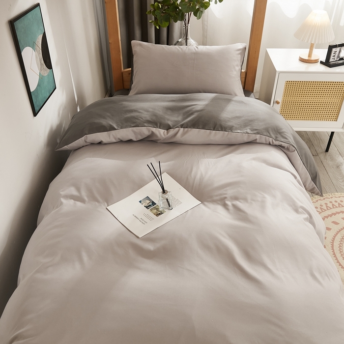 91家纺网 家纺一手货源 找家纺 啊雅家居 2025新款ins简约纯色亲肤磨毛单被套可订制logo-单被套被套单件单品被套 浅灰加深灰